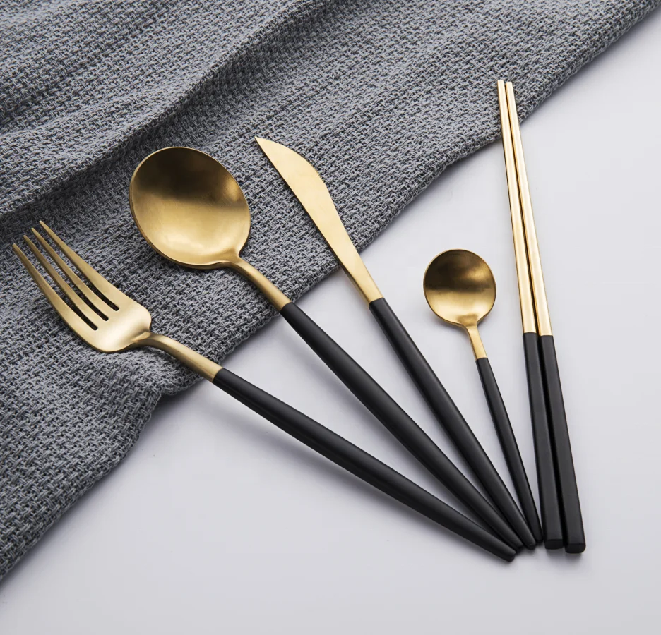 

SS304 Flatware Set Golden Plated Colorful Handle Royal Cutipol Cutlery Set With Gift Box, Gold/black/pink/white/blue/purple/green