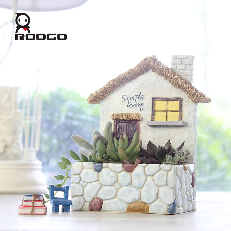 

Roogo 2019 house shape flower pots for plants, Colorful