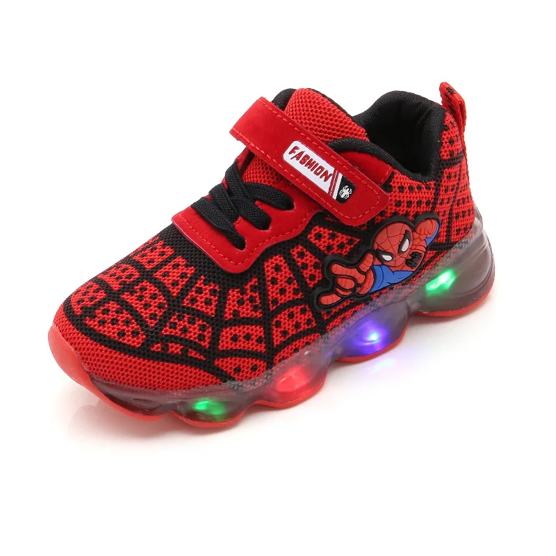 

Wholesale Flashing Lighted Spider-Man Sneakers LED Kids Sports Shoes, Color