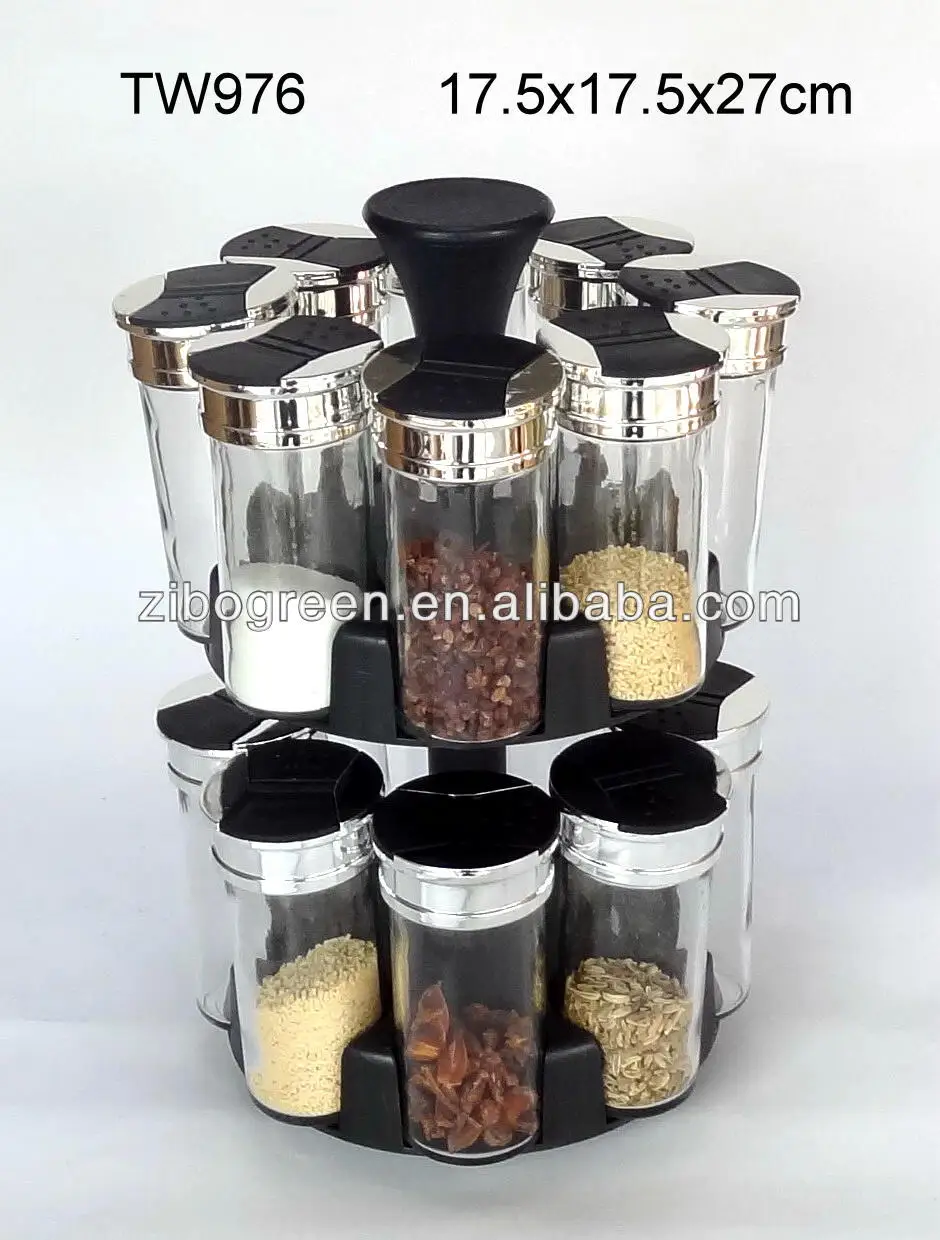 Tw1121 12pcs Glass Spice Jar Set With Stainless Steel Casing And