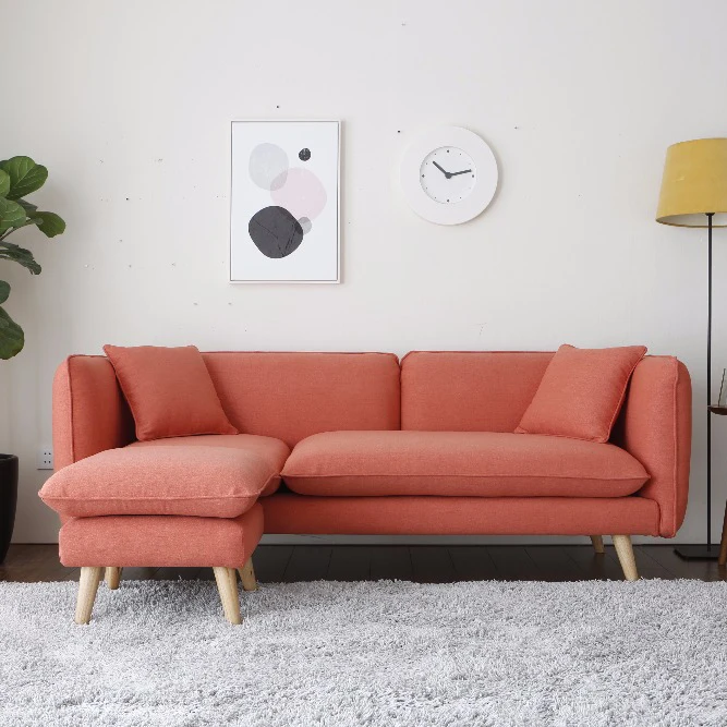 modern style sofa ottoman sectional corner l shape couch set 4 seater China scandinavian orange