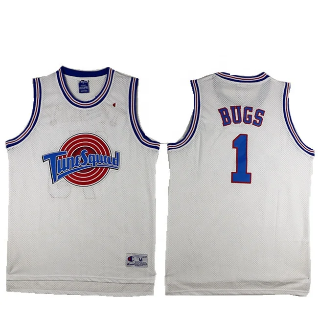 

Free Shipping Custom Basketball Jersey Bugs Bunny #1 Space Jam Tune Squad Movie White Black color, Customized colors
