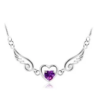 

2017 New Arrival 925 Sterling Silver Love Heart Chain Pendant cheap angel wings Necklace