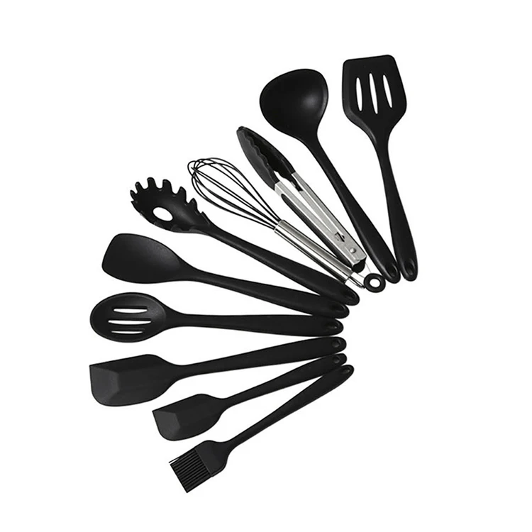 

Wholesale Factory Price silicone kitchen cooking utensils set of 10, Customized color