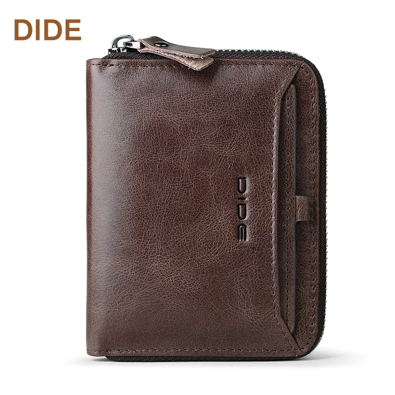 

DIDE mens genuine leather wallet zipper card holder wallet for men