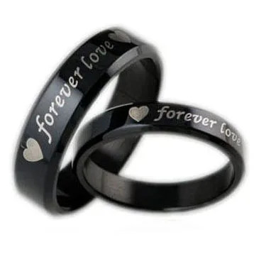 

Black love ring Stainless Steel Rings With Hearts Pattern Stamp Forever Love" Couple Ring Wedding Rings Engagement Rings GJ183, N/a