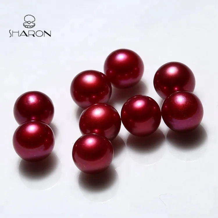 

2018 Christmas Gift Wine Natural Cultured Freshwater Round Cherry Loose Pearl