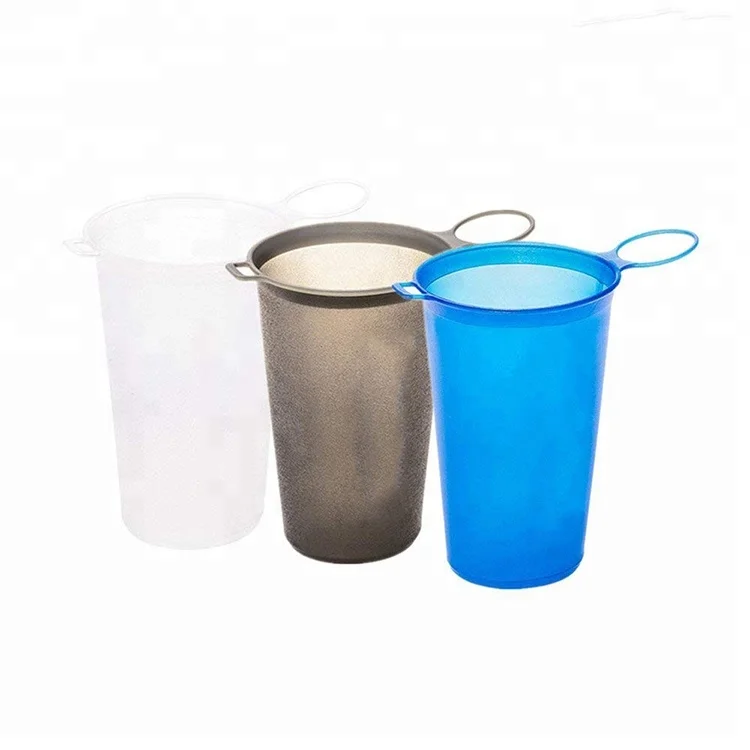 BPA Free Smoke Grey TPU 200Ml Drinking Folding Soft Silicone Tail Race Water Drinking Cup For Running