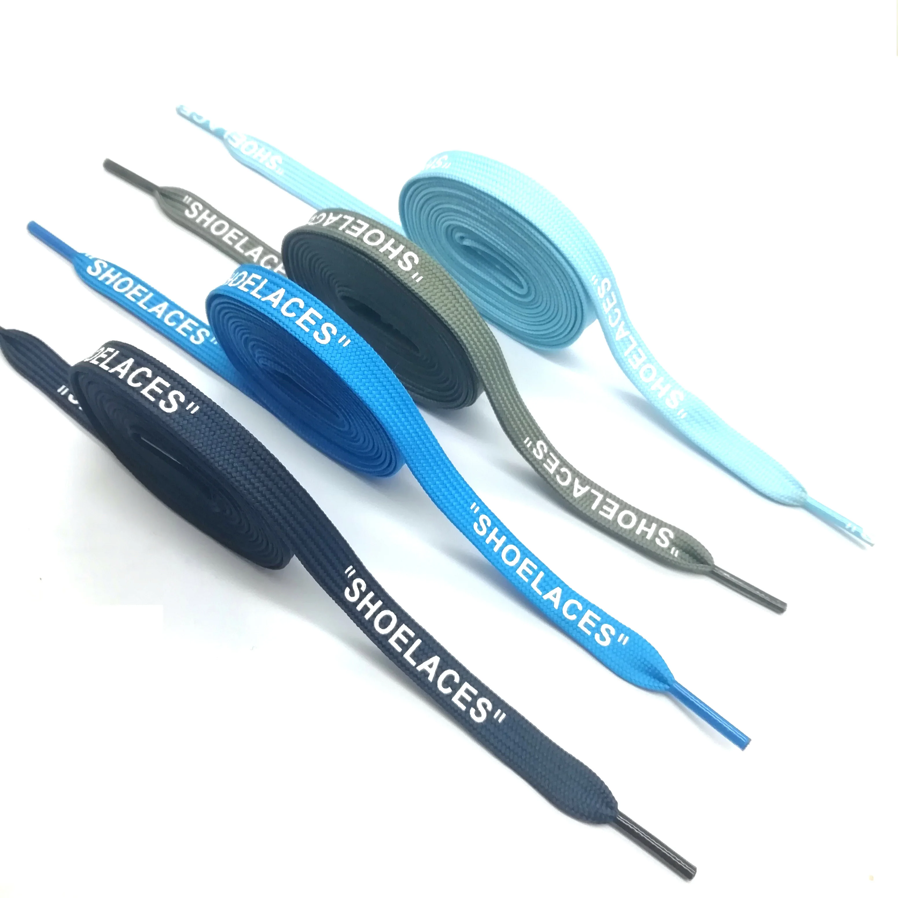 Wholesale Colored Flat Custom Printed Logo Laces Plastic Tip Shoelace