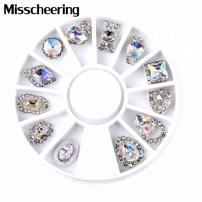 

Misscheering Alloy Crystal AB Glitter Nail Art Wheel Rhinestones Diamond Decoration Jewelry 3D Nail Supplies