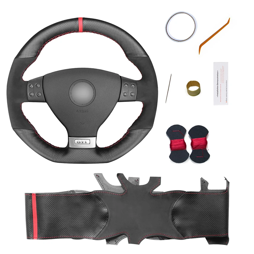 

Hand Sewing Suede Artificial PU Leather Steering Wheel Cover Strip for Volkswagen VW Golf 5 Mk5 GTI R32 Passat R GT 2005