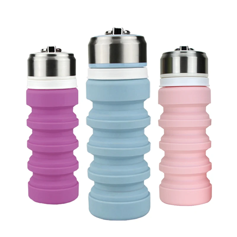

Small size large capacity collapsible silicone sports travel water bottle, Colorful;custom is welcome