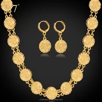 

Allah Necklace Earrings Set For Women Fashion Trendy Platinum / 18K Real Gold Plated Islamic Religion Muslim Jewelry Set
