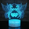 3D Optical Visual Illusion Optical Fly Unicorn LED Night Lamp 7 Color Change Touch Sensor White Crack Base Gift Night Light