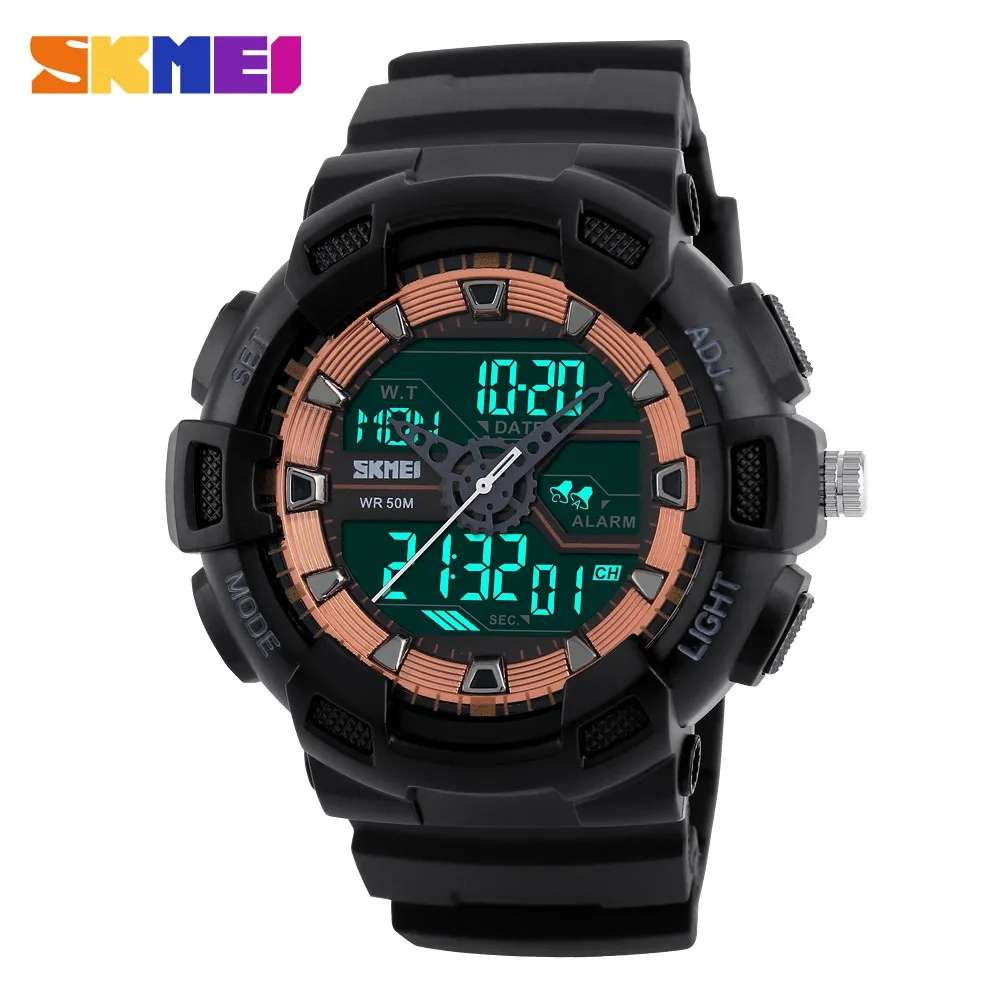 

multifunction led clock alarm dual time show women men sport wristwatch 50m waterproof dive swim skmei 1189 digital quartz watch