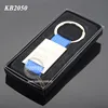 Black Box Packing Rectangle Zinc Alloy Custom Automobile Sales Servicshop Logo Blue Woven Tape Ribbon Promotion Key Ring Metal