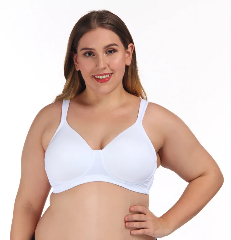 

Women's Super Plus Size Wirefree Basic Bra Full Cup Thin Bra Comfy Cotton Underwear US Sizing, White