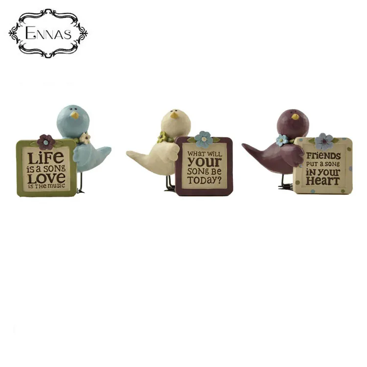 Customized cute bird handmade gifts Resin bird ornament with clip and rope