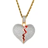Fashion Broken Heart Pendant of Two Halves for Lovers Hiphop Necklace