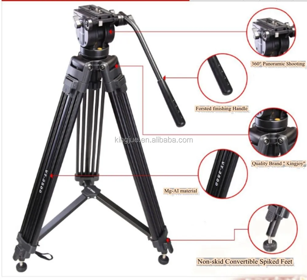 

KINGJOY Universal Heavy Duty Professional Camera DSLR Video Base Tripods Stand VT-2500, Black