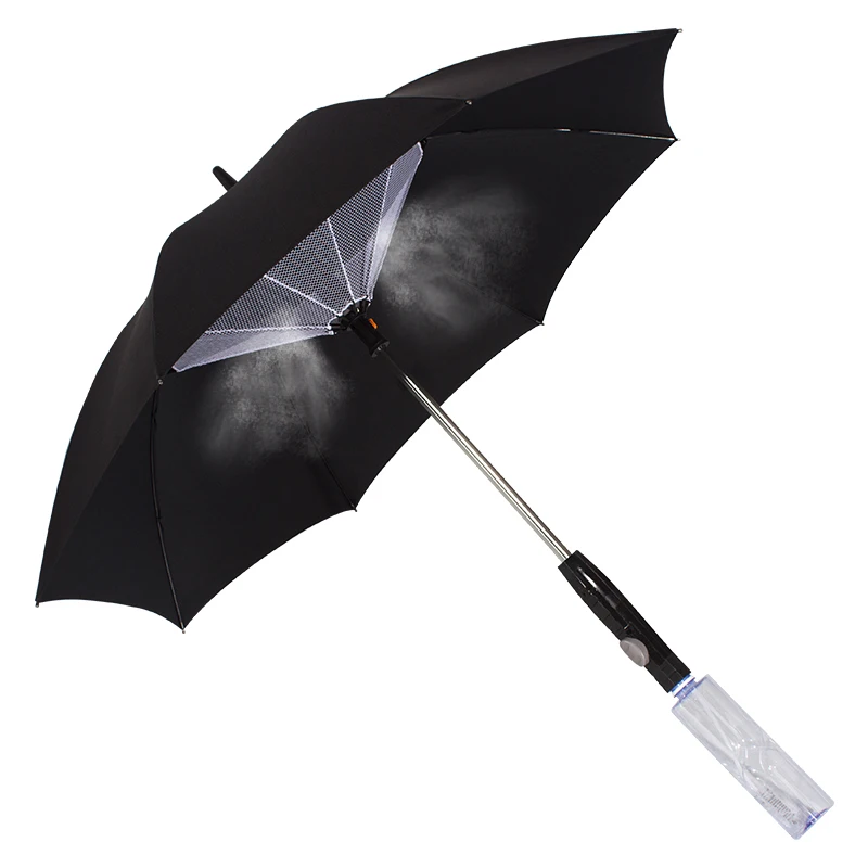 

China Well Designed Golf Umbrella with Fan And Water Spray Inside, Customized