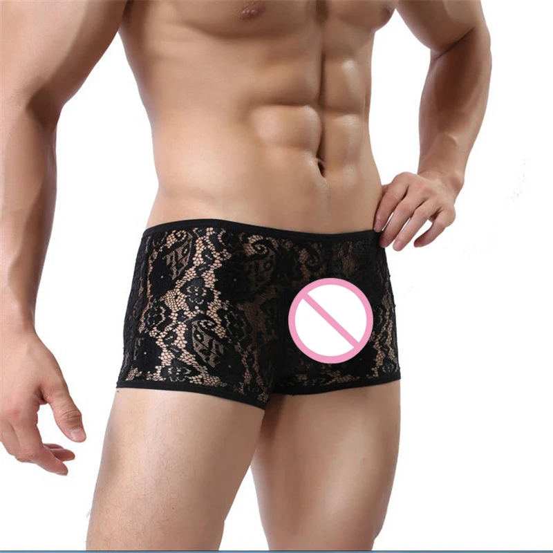 

Low Waist Lace Fabric Sexy Underwear For Men, Black,white