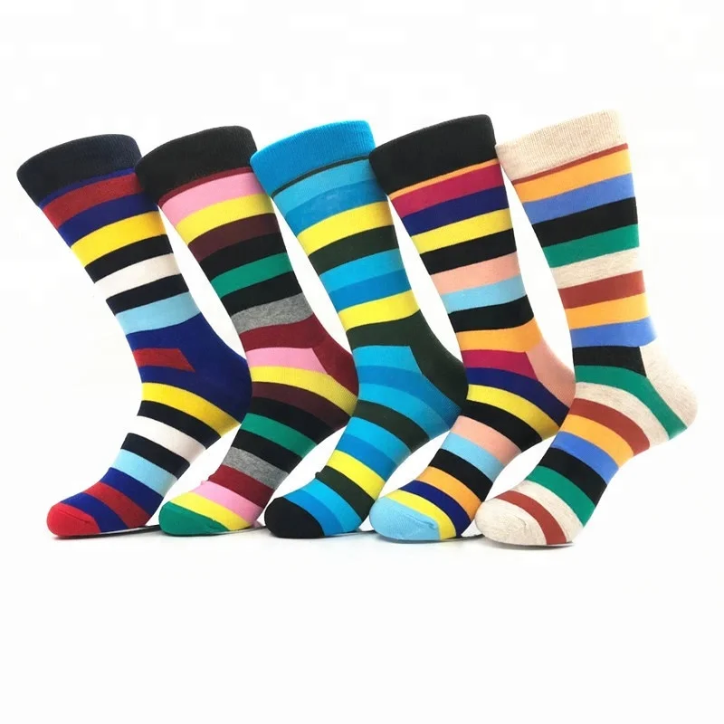 

Cheap Promotion 100% Cotton Men Socks Stripes Colored Dress Socks, Image