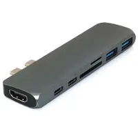 

Factory OEM 7 in 1 USB-C Hub Dual Type-C Multiport Card Reader Adapter 4K HD For MacBook Pro