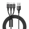 Cellphone Fast Speed Aluminum Alloy Multi Charger 3 in 1 Universal Usb Data Cable rohs