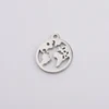 Junjiang SP0026 high quality IP gold/ sterling silver color round shaped with one top ring stainless steel world map pendant