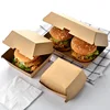 Biodegradable compostable kraft paper burger hamburger box