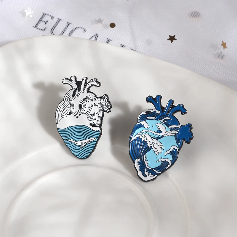 

Wholesale Hotsale Handwork Enamel Badge New enamel Ocean Heart ocean heart lapel pin for button badge