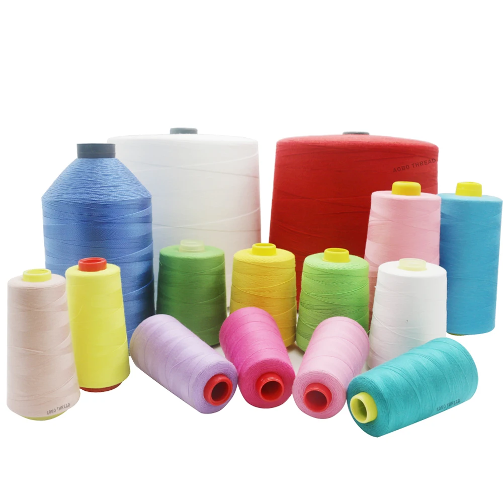 China cheap price 100% polyester spun 20S/6 bag sewing thread 5000m per spool used in high speed machine