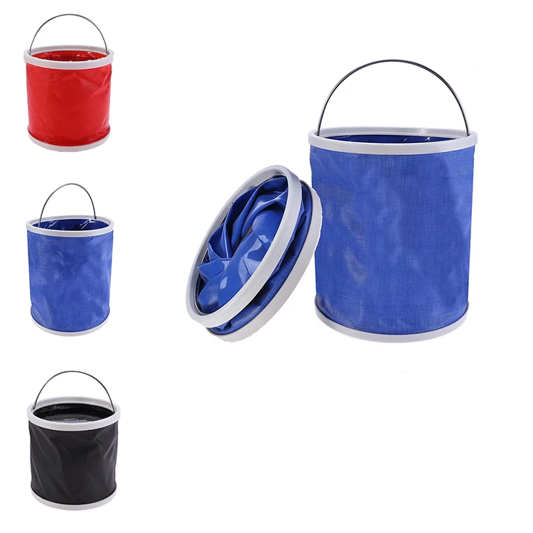 At-Tec Outdoor Compact Collapsible Bucket Foldable Camping Water Container Portable Folding Bucket for Travelling Fishing Boating Hiking and Washing with Towel 11L