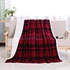 Custom printed flannel fleece and sherpa bonded throw blanket wholesale plaid double layer blanket