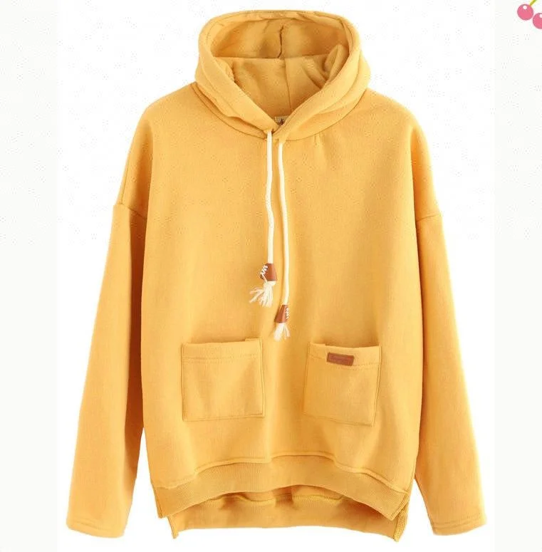 Custom Made Oversized Warm Yellow Hoodies For Women - Buy Drop Shoulder ...