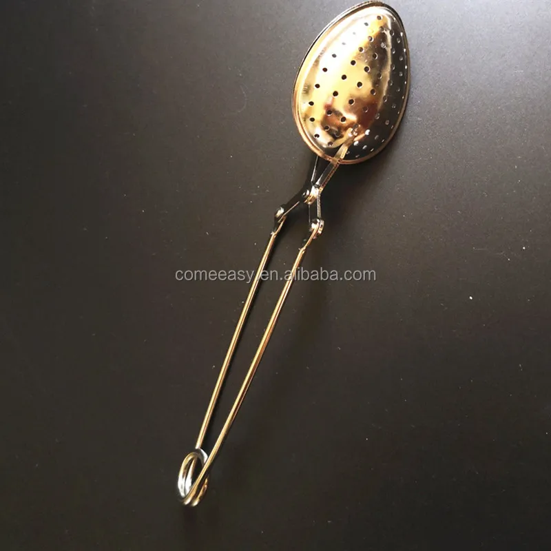 

gold plated 304 stainless steel loose leaf tea strainer oval shape