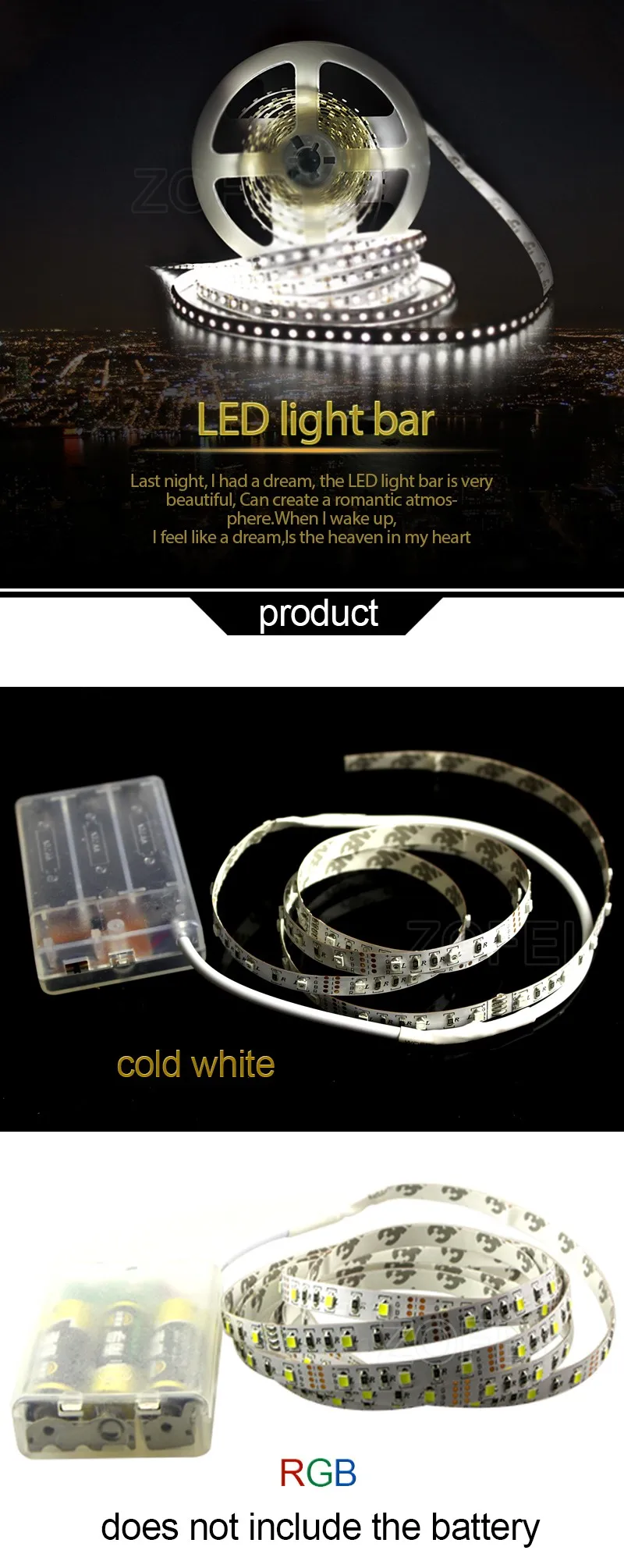 Waterproof RGB 5050 SMD Battery Power LED Strip Flexible Lights Lamp