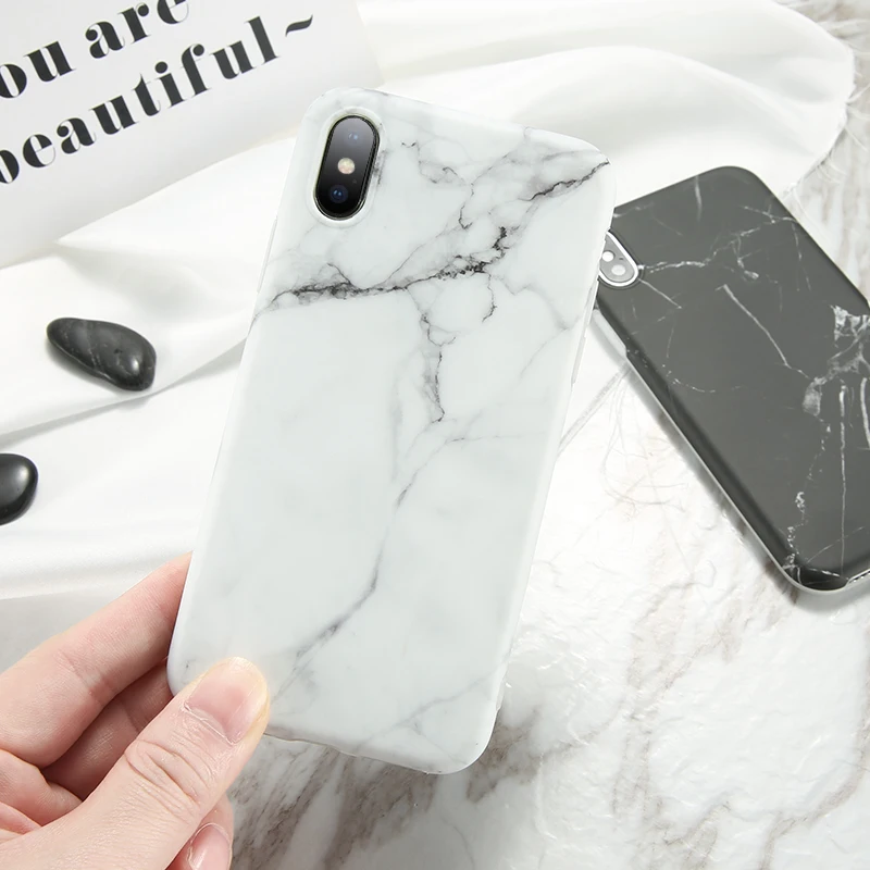 

FLOVEME Free Shipping Marble Texture Mobile Phone Case for iPhone X 8 7 6 Plus Soft TPU Cover for iPhoneX, Black/white