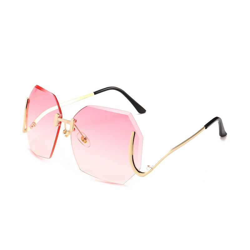 

10435 Superhot Big Size Rimless Cutting Edge Manner of Africa Popular Style Metal Temple Attractive 2018 Sunglasses Women