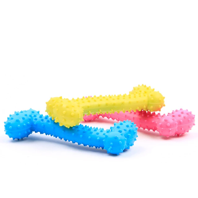 

Eco-Friendly Bone Shape Rubber Dog Chew Toy, Blue/green/pink