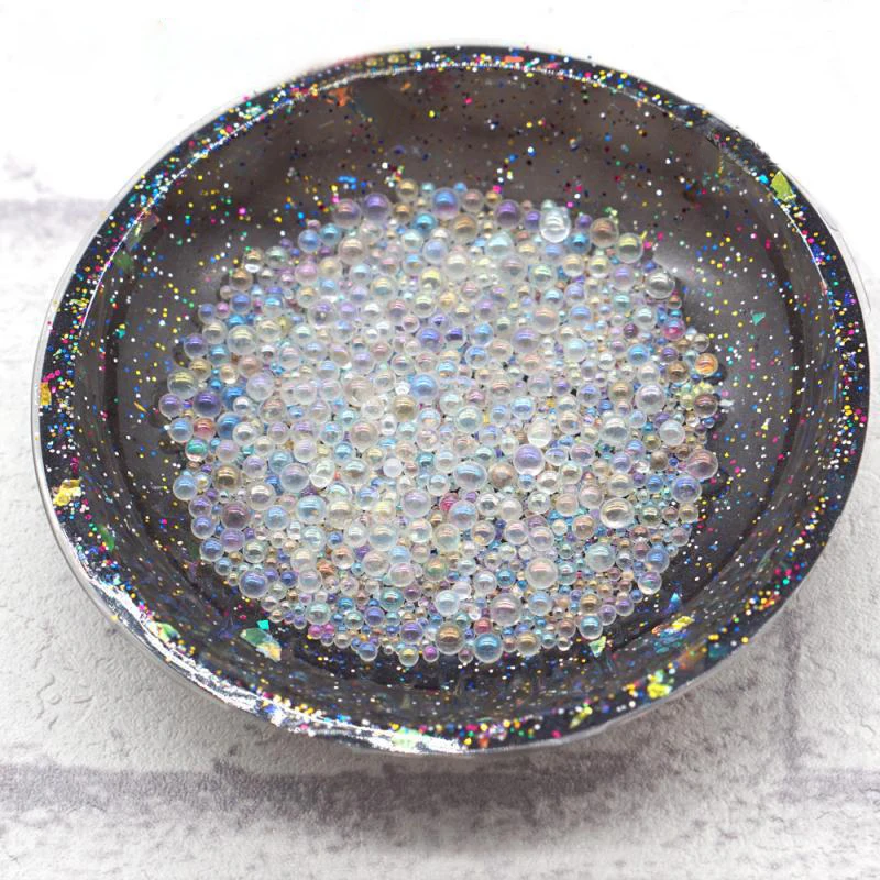 

Wholesale  450grams/bag Round Glass Beads Mini Diy No Hole Iridescent Clear Micro Caviar Beads Nail Art, Iridescent clear ab and more than 20colors