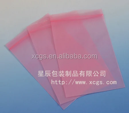 pink color antistatic ldpe ziplock bag / static pe bag / custom