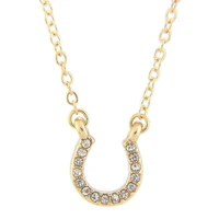 

Fashion gold plated crystal paved horseshoe pendant necklace