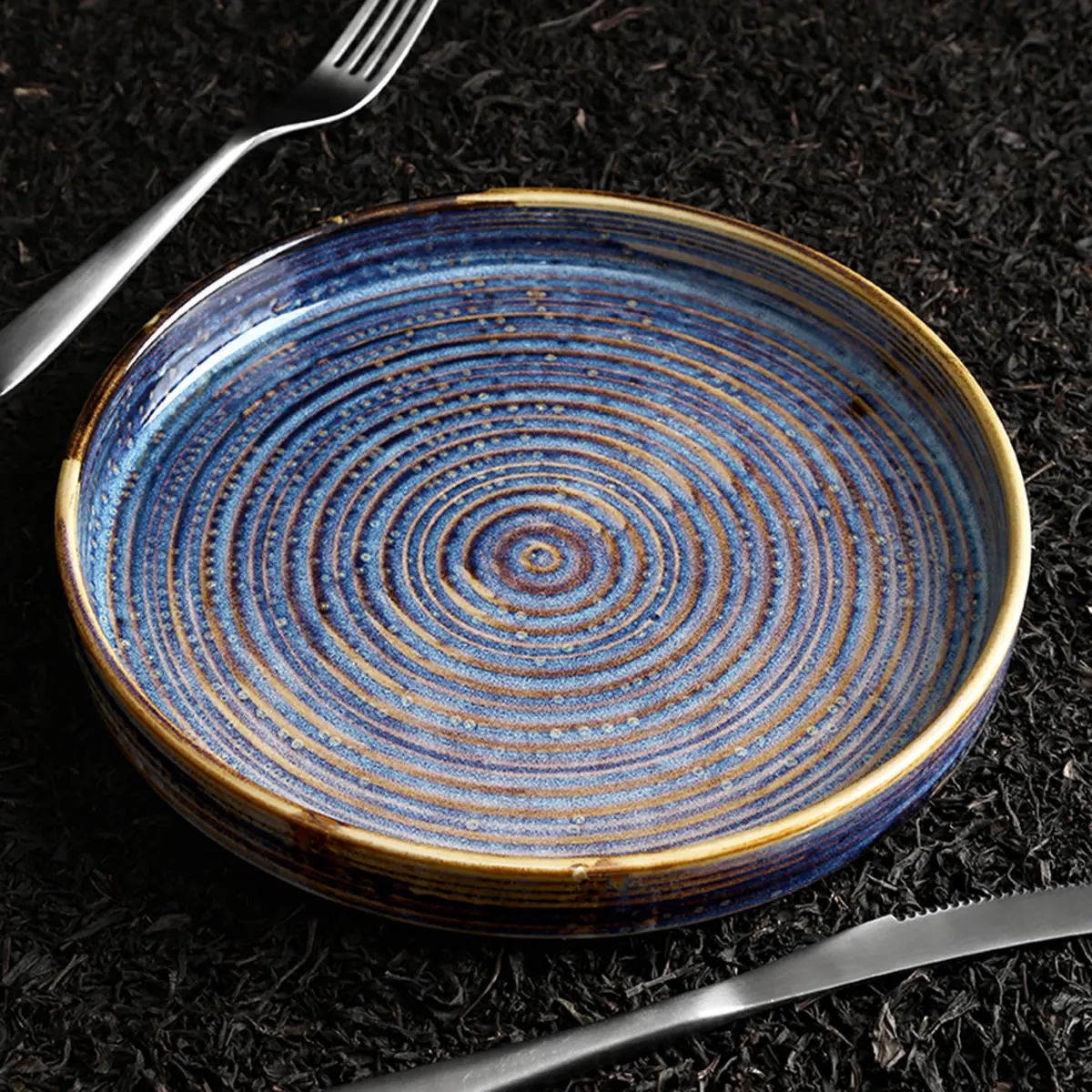 
Factory direct wholesale porcelain plates sets dinnerware, ceramic nordic blue fruit plate for restaurant and hotel 