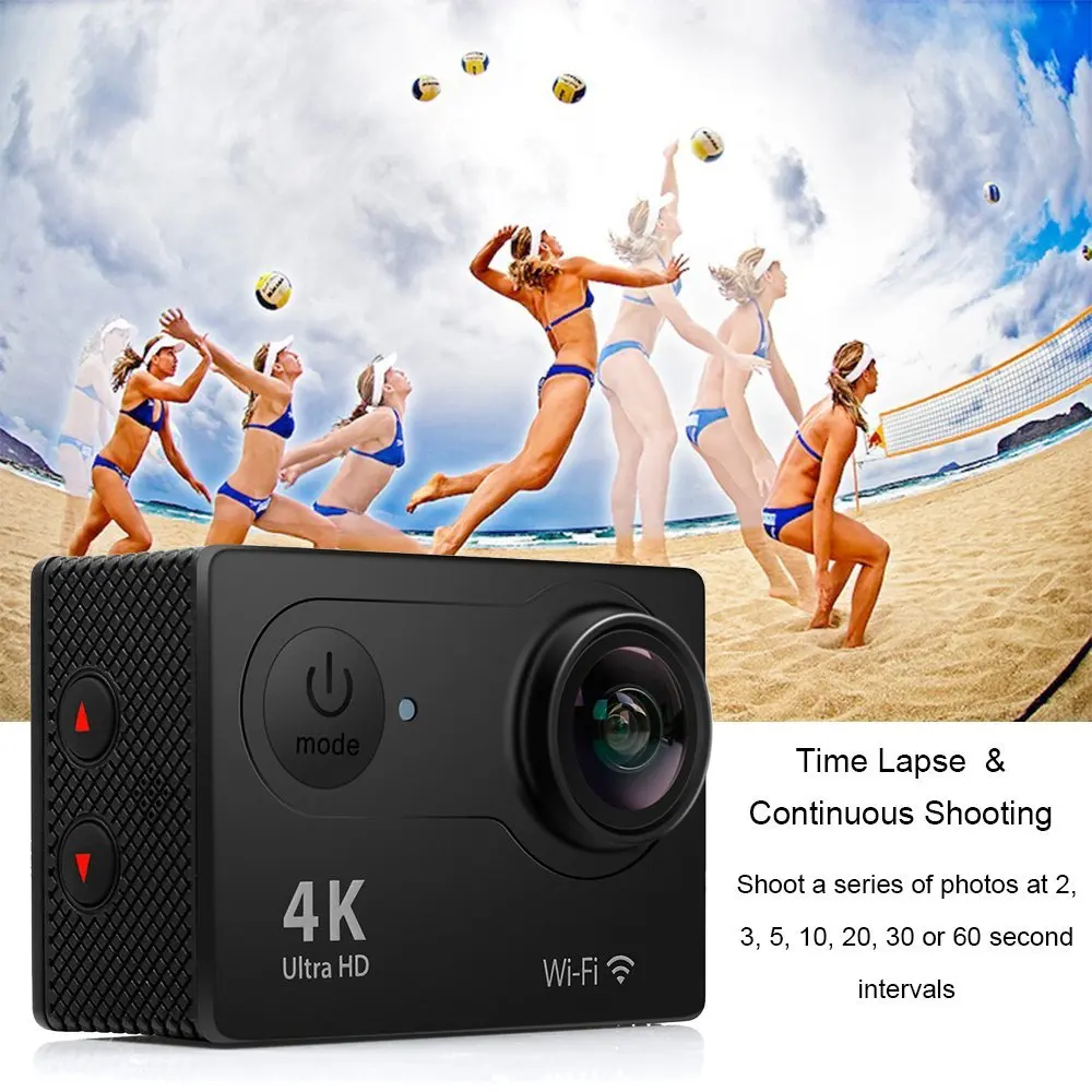 
SRI Sports Action Camera 4K WiFi Waterproof Helmet Cams with Remote Charger Dock Accessories for Bike Bicycle Motorcycle (Black) 