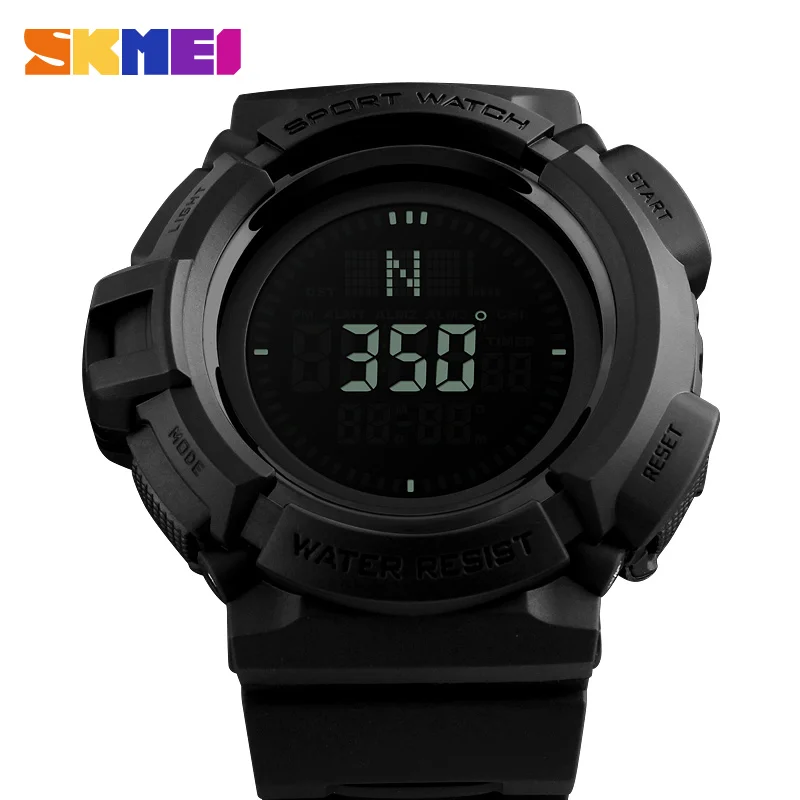 

Men's Fashion Military Black Plastic Sports Wrist Watches 50m Dive Digital Compass Chrono Clock Skmei Brand Waterproof Led Watch