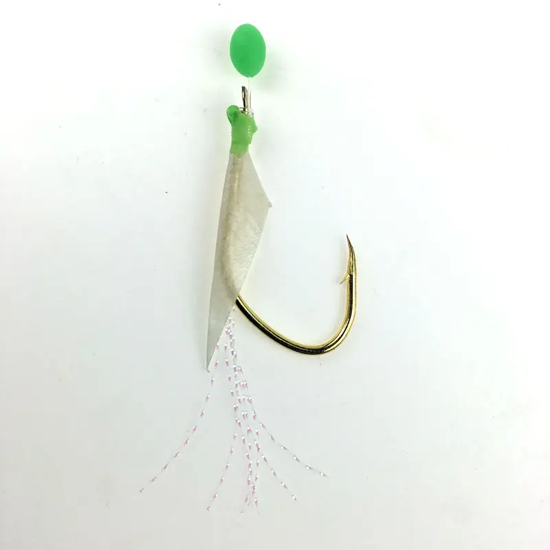 Fishing Sabiki Rigs Mackerel Real Fish Skin Saltwater Fishing 6 Hooks Flasher Rig With Luminous