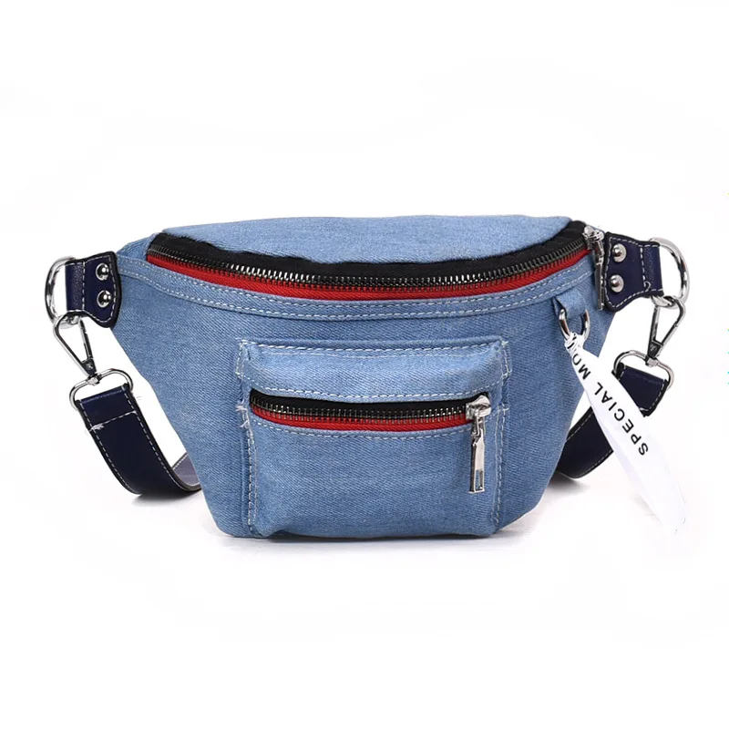 

Fashion wholesale lady denim fanny pack fancy women waist bag