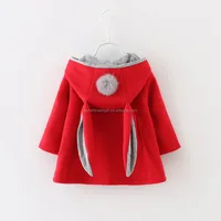 

Fall Winter New Fashion 3 Colors Cotton Rabbit Ears Baby Girl Winter Coat